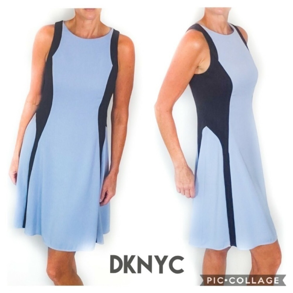 DKNYC Blue and Black Sleeveless Dress